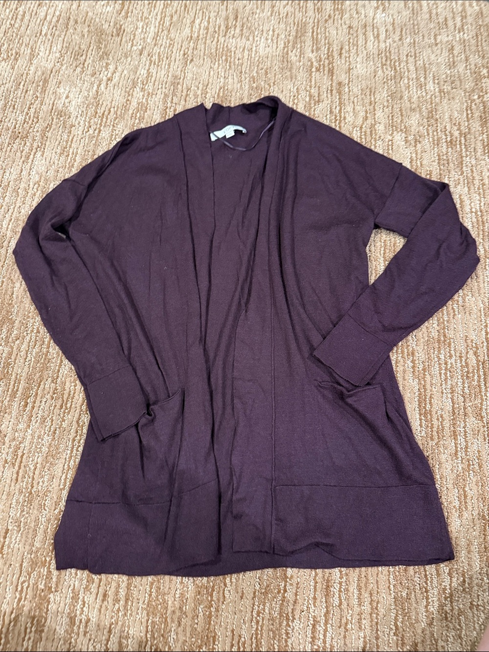 LOFT Open-Front Long Cardigan Sweater - Plum